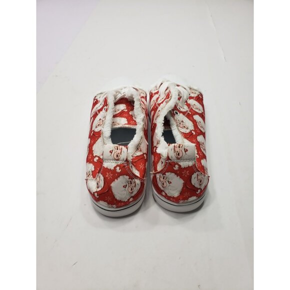 Azura Exchange Red Santa Claus Snowflake Print Flat Canvas Shoes Women Size 41 - Picture 3 of 9